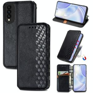 For Huawei nova 8 SE Youth Cubic Grid Pressed Horizontal Flip Magnetic PU Leather Case with Holder & Card Slots & Wallet(Black) (OEM)