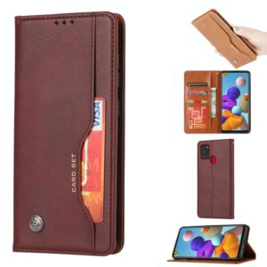 For Samsung Galaxy A21s Knead Skin Texture Horizontal Flip Leather Case with Photo Frame & Holder & Card Slots & Wallet(Wine Red) (OEM)