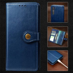 For Motorola Edge Retro Solid Color Leather Buckle Phone Case with Lanyard & Photo Frame & Card Slot & Wallet & Stand Function(Blue) (OEM)