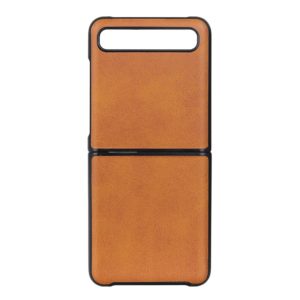 For Galaxy Z Flip Two-color Cow Leather Texture Folding Protective Case(Brown) (OEM)