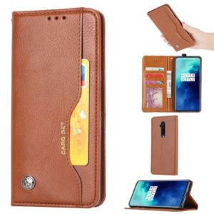 For OnePlus 7T Pro Knead Skin Texture Horizontal Flip Leather Case with Photo Frame & Holder & Card Slots & Wallet(Brown) (OEM)