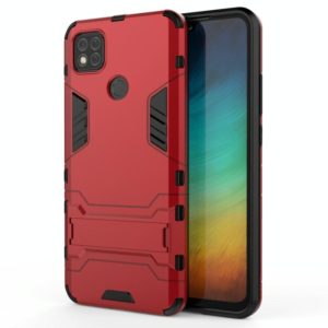 For Xiaomi Redmi 9C PC + TPU Shockproof Protective Case with Holder(Red) (OEM)