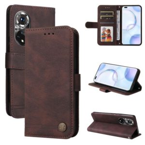 For Honor 50 Pro / Huawei nova 9 Pro Skin Feel Life Tree Metal Button Leather Phone Case(Brown) (OEM)