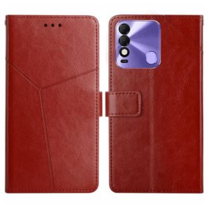For Tecno Spark 8 HT01 Y-shaped Pattern Flip Leather Phone Case(Brown) (OEM)