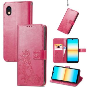 For Sony Xperia Ace III Four-leaf Clasp Embossed Buckle Leather Phone Case(Rose Red) (OEM)