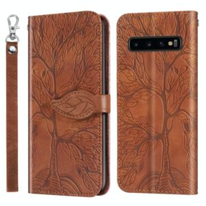 For Samsung Galaxy S10 Life of Tree Embossing Pattern Horizontal Flip Leather Case with Holder & Card Slot & Wallet & Photo Frame & Lanyard(Brown) (OEM)