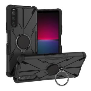 For Sony Xperia 10 IV Armor Bear Shockproof PC + TPU Phone Case with Ring(Black) (OEM)
