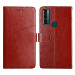 For TCL 20 SE Y Stitching Horizontal Flip Leather Phone Case(Brown) (OEM)
