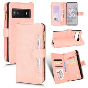 For Google Pixel 6a Litchi Texture Zipper Leather Phone Case(Pink) (OEM)