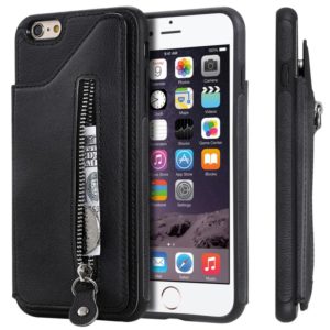 For iPhone 6 Plus Solid Color Double Buckle Zipper Shockproof Protective Case(Black) (OEM)