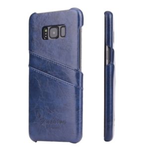 Fierre Shann Retro Oil Wax Texture PU Leather Case for Galaxy S8+ / G9550, with Card Slots(Blue) (OEM)