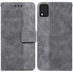 For LG K42 Geometric Embossed Leather Phone Case(Grey) (OEM)