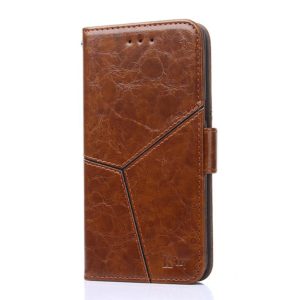 For OnePlus 8 Geometric Stitching Horizontal Flip TPU + PU Leather Case with Holder & Card Slots & Wallet(Light Brown) (OEM)