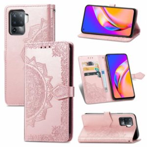 For OPPO A94 5G / F19 Pro+ / Reno5 Z Mandala Embossing Pattern Horizontal Flip Leather Case with Holder & Card Slots & Wallet & Lanyard(Rose Gold) (OEM)