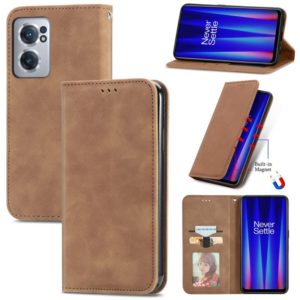 For OnePlus Nord CE 2 5G Retro Skin Feel Magnetic Leather Phone Case(Brown) (OEM)