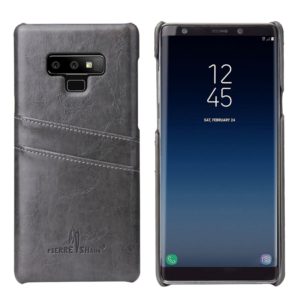 Fierre Shann Retro Oil Wax Texture PU Leather Case for Galaxy Note9, with Card Slots(Black) (OEM)