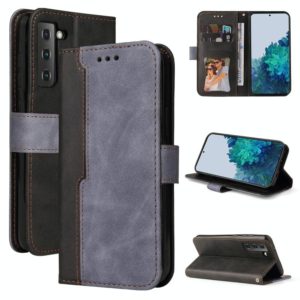 For Samsung Galaxy S21 FE Business Stitching-Color Horizontal Flip PU Leather Case with Holder & Card Slots & Photo Frame(Grey) (OEM)