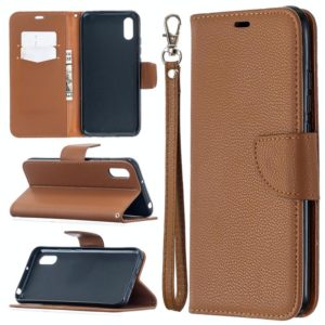 For Xiaomi Redmi 9A Litchi Texture Pure Color Horizontal Flip PU Leather Case with Holder & Card Slots & Wallet & Lanyard(Brown) (OEM)