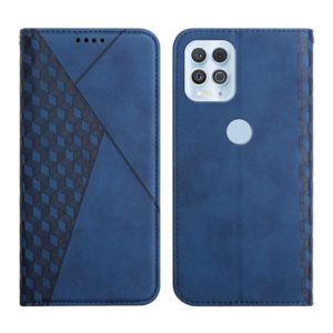 For Motorola Edge S Diamond Pattern Splicing Skin Feel Magnetic Horizontal Flip Leather Case with Card Slots & Holder & Wallet(Blue) (OEM)