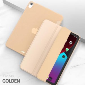 For iPad Air 2022 / 2020 10.9 Three-folding Surface PU Leather TPU Matte Soft Bottom Case with Holder & Sleep / Wake-up Function(Gold) (OEM)
