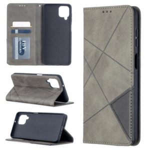 For Samsung Galaxy A12 Prismatic Invisible Magnetic Horizontal Flip Leather Case with Holder & Card Slots & Photo Frame(Grey) (OEM)