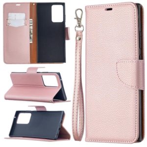 For Samsung Galaxy Note20 Ultra Litchi Texture Pure Color Horizontal Flip Leather Case with Holder & Card Slots & Wallet & Lanyard(Rose Gold) (OEM)