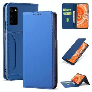 For Huawei Honor V30 Strong Magnetism Liquid Feel Horizontal Flip Leather Case with Holder & Card Slots & Wallet(Blue) (OEM)