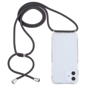For iPhone 12 mini Transparent Acrylic Airbag Shockproof Phone Protective Case with Lanyard (Dark Grey) (OEM)