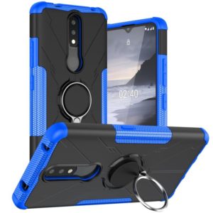 For Nokia 2.4 Machine Armor Bear Shockproof PC + TPU Protective Case with Ring Holder(Blue) (OEM)
