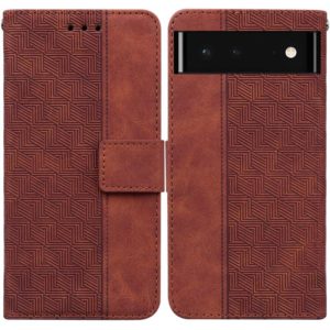 For Google Pixel 6 Geometric Embossed Leather Phone Case(Brown) (OEM)