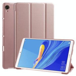 For Huawei MediaPad M6 8.4 inch 3-folding Horizontal Flip PU Leather + Shockproof Honeycomb TPU Case with Holder(Rose Gold) (OEM)