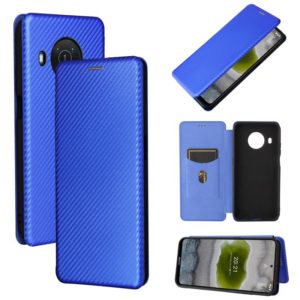 For Nokia X10 Carbon Fiber Texture Horizontal Flip TPU + PC + PU Leather Case with Card Slot(Blue) (OEM)