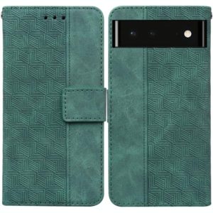 For Google Pixel 6 Geometric Embossed Leather Phone Case(Green) (OEM)