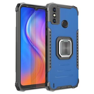 For Tecno Spark 6 Go Fierce Warrior Series Armor All-inclusive Shockproof Aluminum Alloy + TPU Protective Case with Ring Holder(Blue) (OEM)