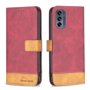 For Motorola Moto G62 BF11 Color Matching Skin Feel Leather Phone Case(Red) (OEM)
