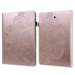 For Samsung Galaxy Tab S2 9.7 T815 Peacock Embossed Pattern TPU + PU Horizontal Flip Leather Case with Holder & Card Slots & Wallet(Rose Gold) (OEM)