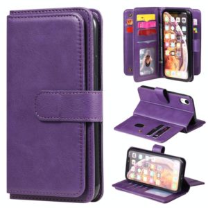 For iPhone XR Multifunctional Magnetic Copper Buckle Horizontal Flip Solid Color Leather Case with 10 Card Slots & Wallet & Holder & Photo Frame(Purple) (OEM)