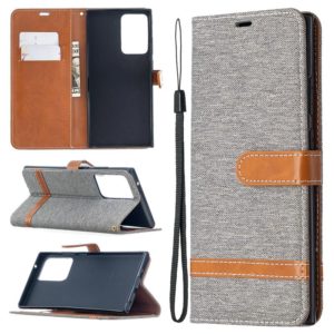 For Samsung Galaxy Note20 Ultra Color Matching Denim Texture Horizontal Flip Leather Case with Holder & Card Slots & Wallet & Lanyard(Grey) (OEM)
