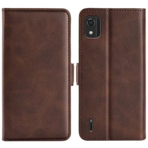 For Nokia C2 2nd Edition Dual-side Magnetic Buckle Horizontal Flip Leather Phone Case(Brown) (OEM)