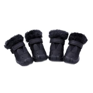 4 PCS/Set Pet AutumnWinter Thicken Cotton Shoes Dog Warm And Non-Slip Shoes, Size: No. 3(Black) (OEM)