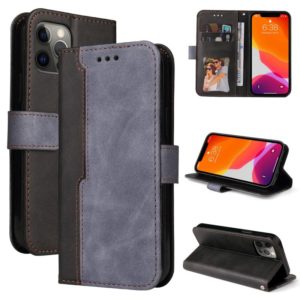 For iPhone 12 Pro Max Business Stitching-Color Horizontal Flip PU Leather Case with Holder & Card Slots & Photo Frame(Gray) (OEM)