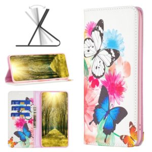 For Nokia G11 / G21 Colored Drawing Pattern Invisible Magnetic Leather Phone Case(Two Butterflies) (OEM)