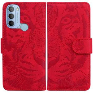 For Motorola Moto G31 4G(Brazil) Tiger Embossing Pattern Horizontal Flip Leather Phone Case(Red) (OEM)