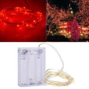 3m 150LM LED Silver Wire String Light, Red Light, 3 x AA Batteries Powered SMD-0603 Festival Lamp / Decoration Light Strip (OEM)