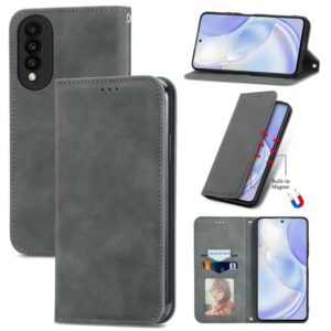 For Huawei nova 8 SE Youth Retro Skin Feel Business Magnetic Horizontal Flip Leather Case with Holder & Card Slots & Wallet & Photo Frame(Gray) (OEM)