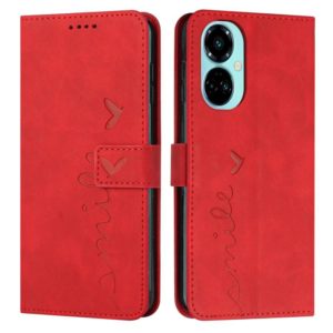 For Tecno Camon 19 Skin Feel Heart Pattern Leather Phone Case(Red) (OEM)