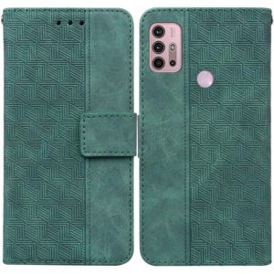 For Motorola Moto G30 / G20 / G10 / G10 Power Geometric Embossed Leather Phone Case(Green) (OEM)