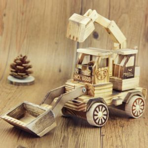 A1030 Wooden Model Excavator Ornaments Children Toys(Large) (OEM)