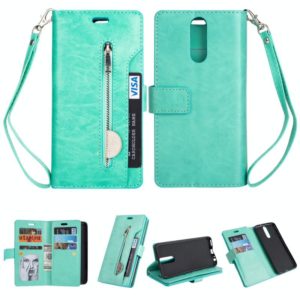 For Huawei Mate 10 Lite / Maimang 6 Multifunctional Zipper Horizontal Flip Leather Case with Holder & Wallet & 9 Card Slots & Lanyard(Mint Green) (OEM)