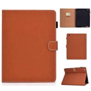 For iPad 4 / 3 / 2 Solid Color Tablet PC Universal Magnetic Horizontal Flip Leather Case with Card Slots & Holder(Brown) (OEM)